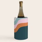 Abstract Diagonal Waves in Teal, Terracotta, and Pink Wine Chiller Gallery Image 3