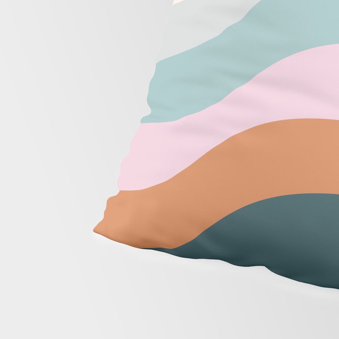Abstract Diagonal Waves in Teal, Terracotta, and Pink Pillow Sham Gallery Image 4