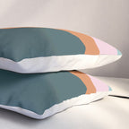 Abstract Diagonal Waves in Teal, Terracotta, and Pink Pillow Sham Gallery Image 3