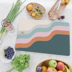 Abstract Diagonal Waves in Teal, Terracotta, and Pink Cutting Board Gallery Image 2