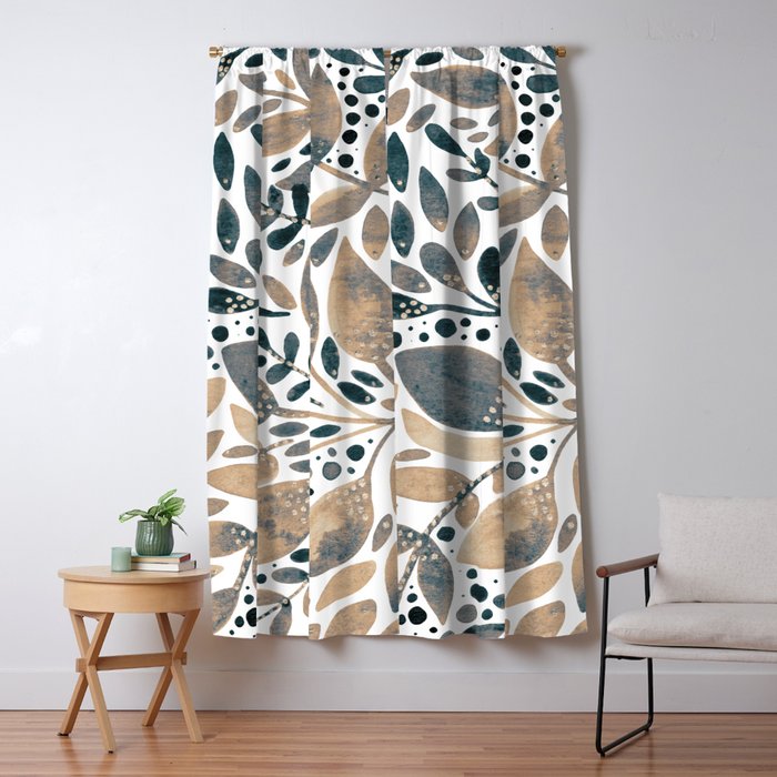 Watercolor branches and leaves - neutral Window Curtain Gallery Image 5
