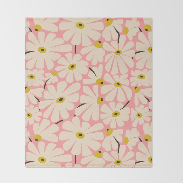 Daisy fresh 2 - pink Throw Blanket Gallery Image 2