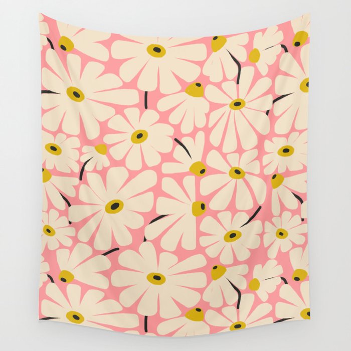 Daisy fresh 2 - pink Wall Tapestry Gallery Image 4