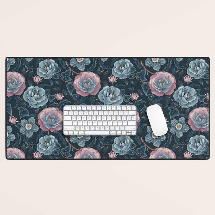 Dark Floral Elegance Desk Mat Gallery Image 1