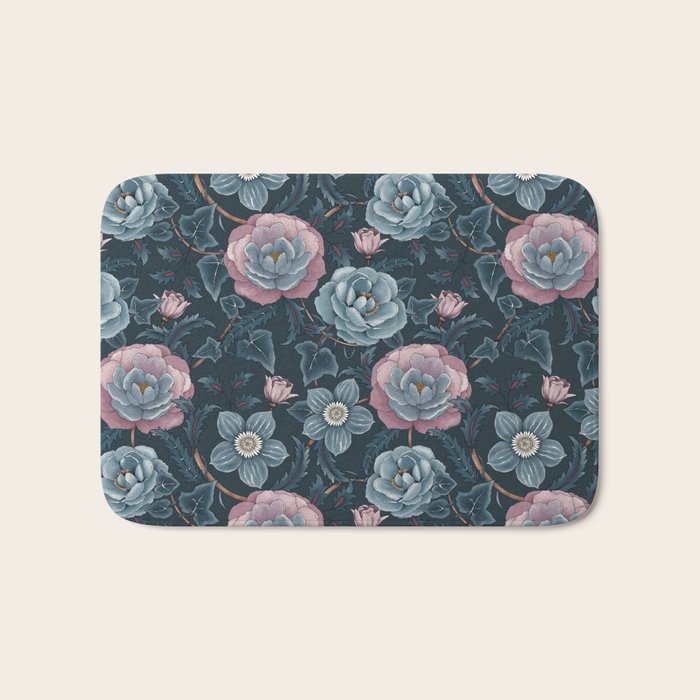 Dark Floral Elegance Bath Mat Gallery Image 1
