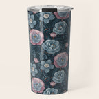 Dark Floral Elegance Travel Mug Gallery Image 1