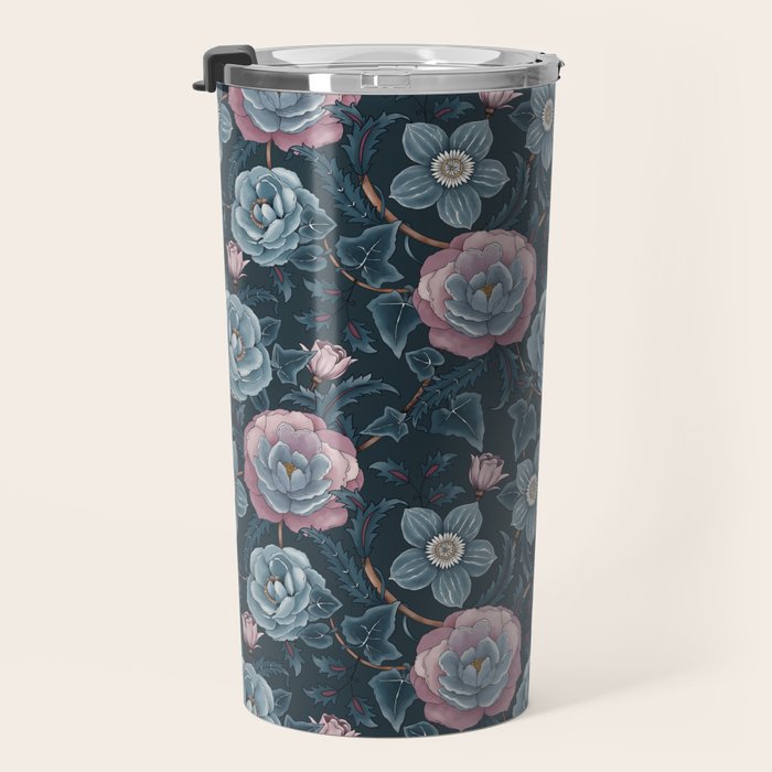 Dark Floral Elegance Travel Mug Gallery Image 3