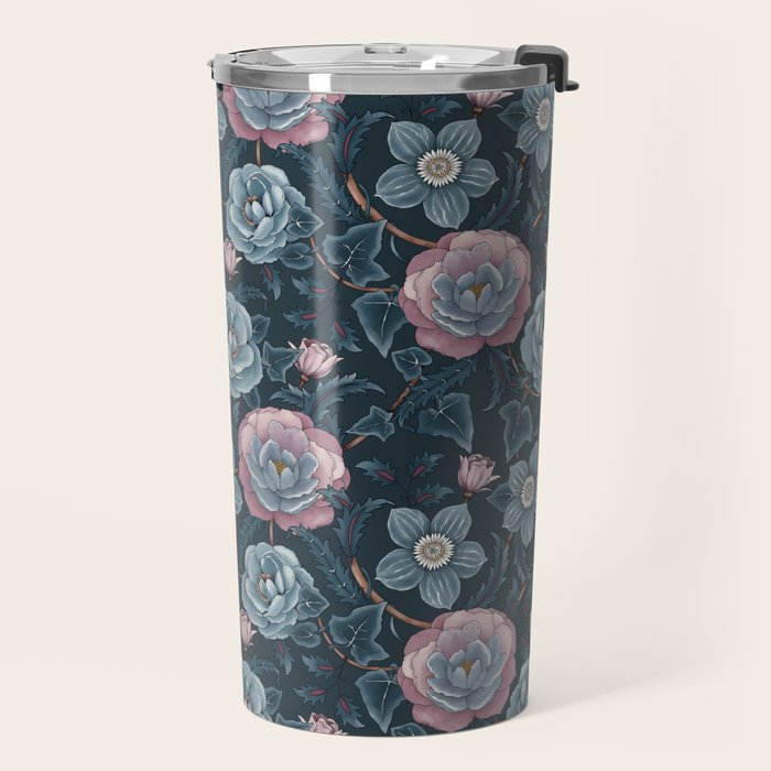 Dark Floral Elegance Travel Mug Gallery Image 2