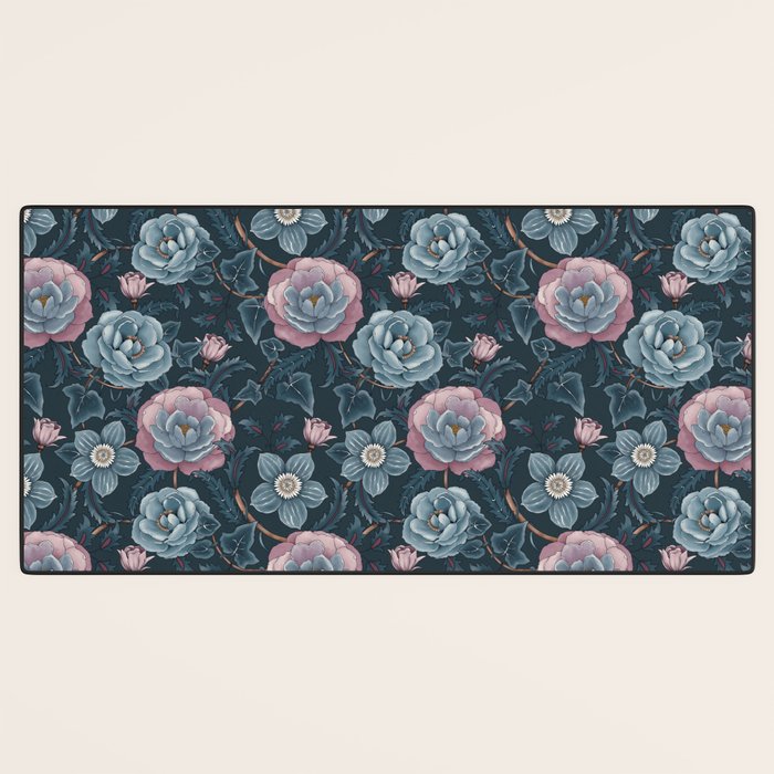 Dark Floral Elegance Desk Mat Gallery Image 3