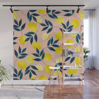 Lemon Goodness, Botanical Nature Forest Illustration, Bohemian Blush Colorful Painting Wall Mural Gallery Image 1