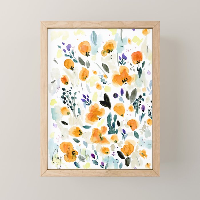 Cali Poppies + wild flowers Mini Art Print Gallery Image 1