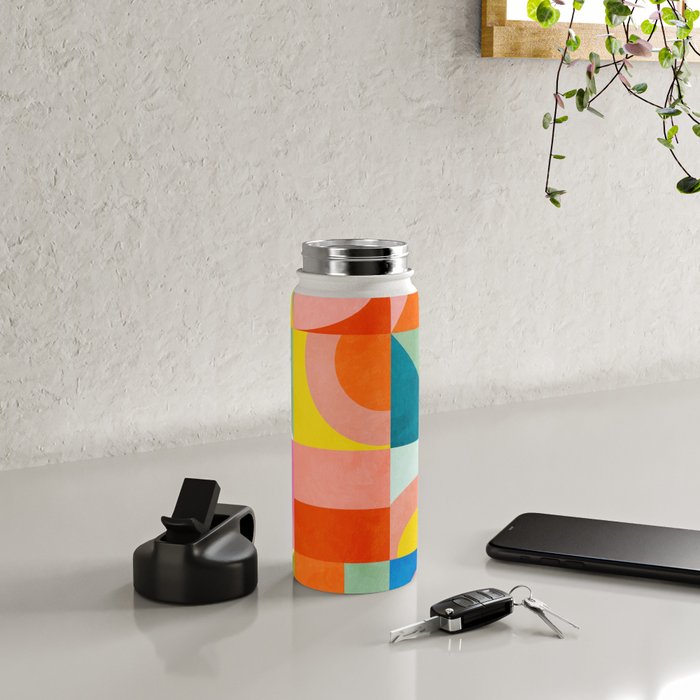 mid mod summer checkers Water Bottle Gallery Image 4