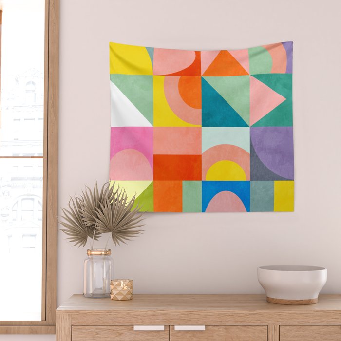 mid mod summer checkers Wall Tapestry Gallery Image 2