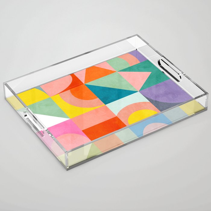 mid mod summer checkers Acrylic Tray Gallery Image 1