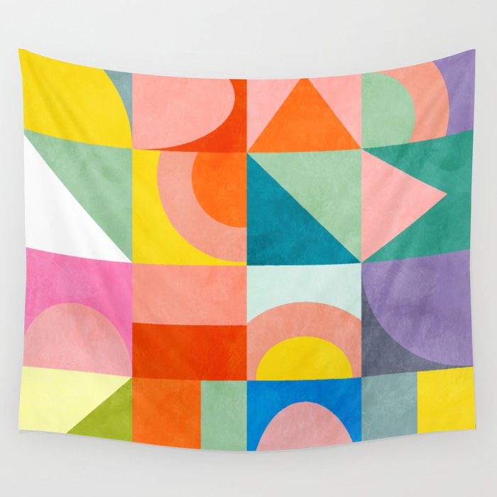 mid mod summer checkers Wall Tapestry Gallery Image 4