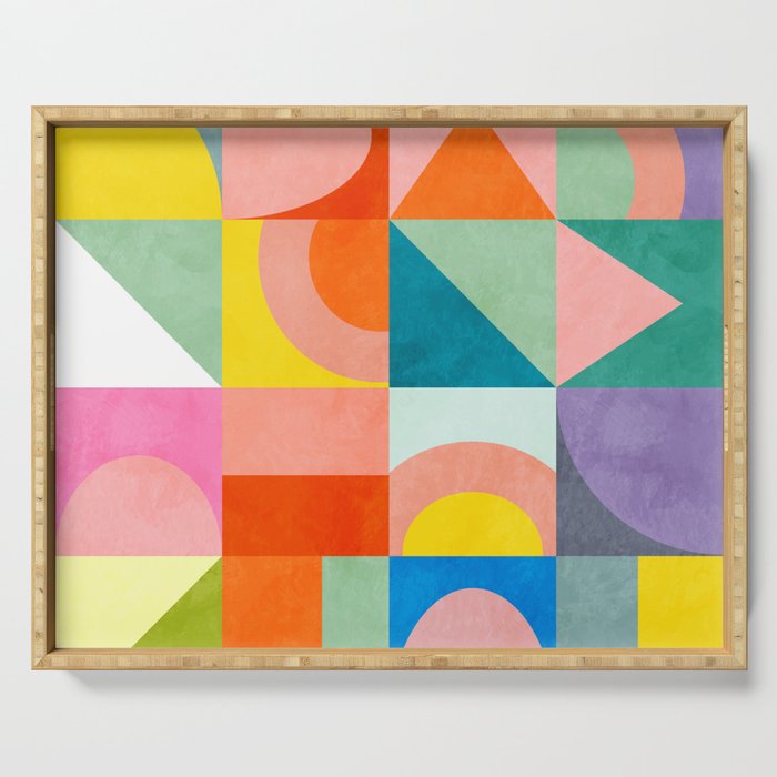 mid mod summer checkers Serving Tray Gallery Image 1