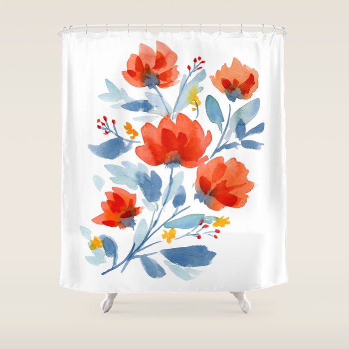 Watercolor Flowers Shower Curtain