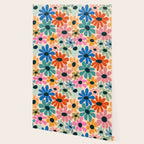 Retro Fun Floral - Rainbow color Wallpaper Gallery Image 2