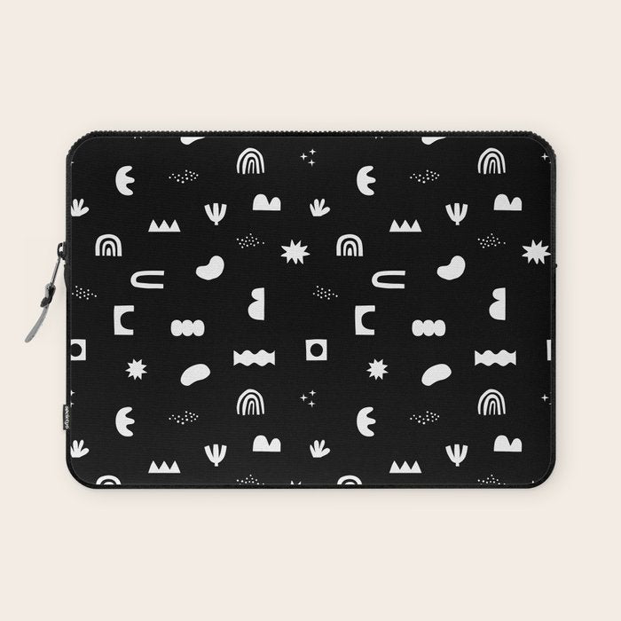 Black and white abstract organic shape pattern Laptop Sleeve Gallery Image 1