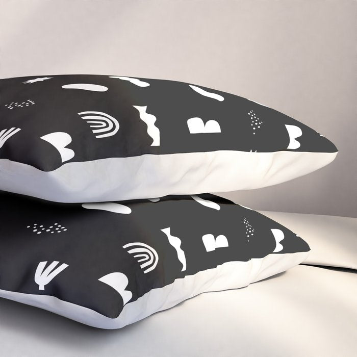 Black and white abstract organic shape pattern Pillow Sham Gallery Image 3