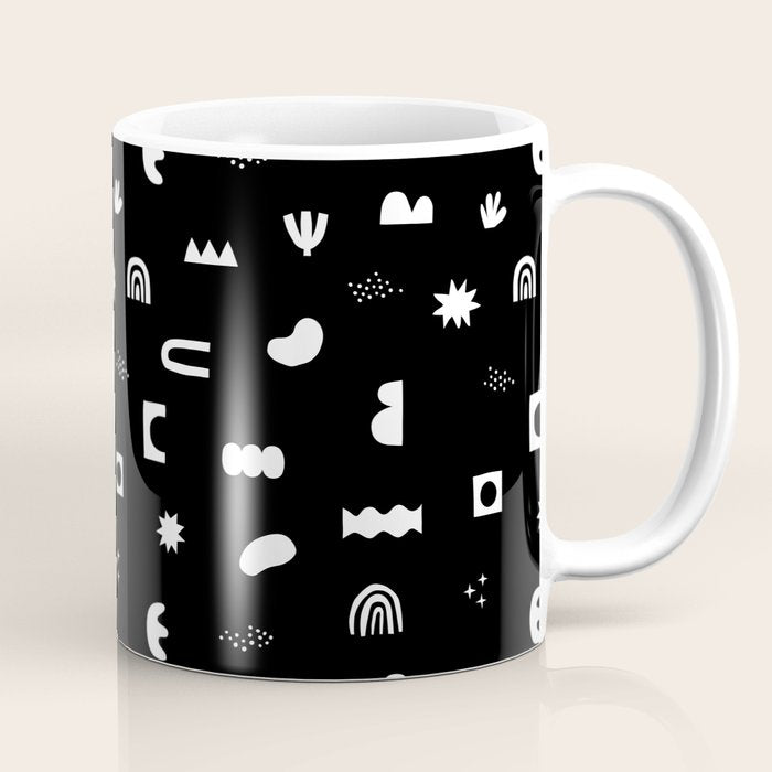 Black and white abstract organic shape pattern Coffee Mug Gallery Image 1