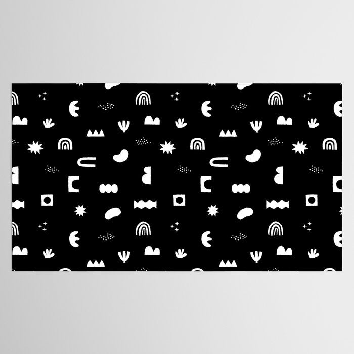 Black and white abstract organic shape pattern Tablecloth Gallery Image 2