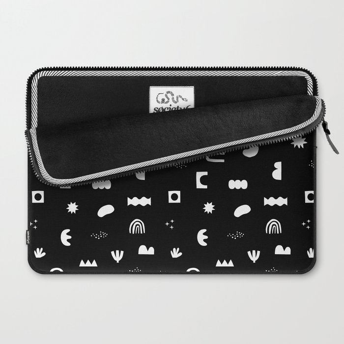 Black and white abstract organic shape pattern Laptop Sleeve Gallery Image 2