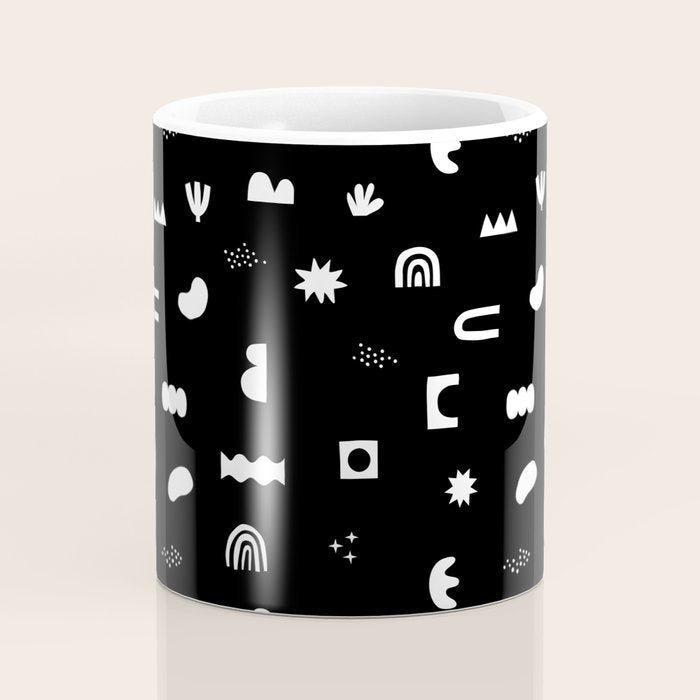 Black and white abstract organic shape pattern Coffee Mug Gallery Image 4