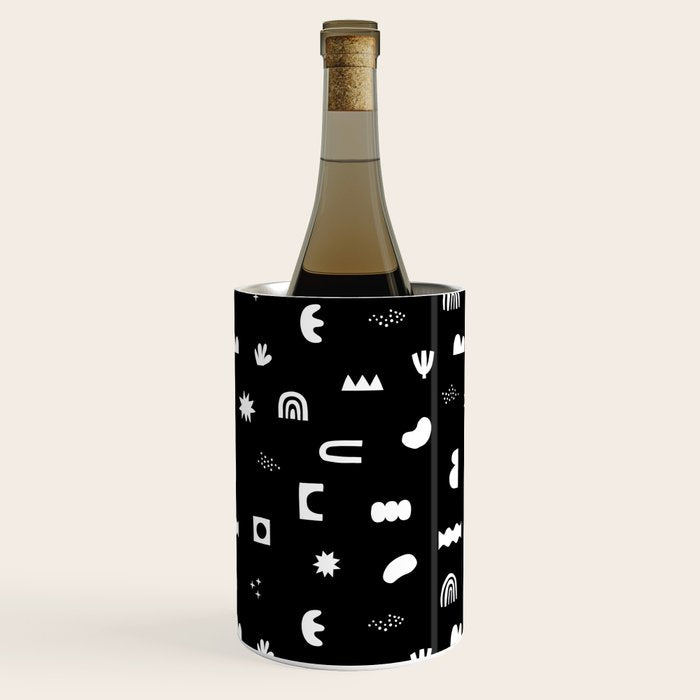Black and white abstract organic shape pattern Wine Chiller Gallery Image 2
