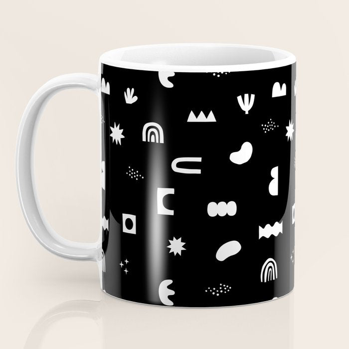 Black and white abstract organic shape pattern Coffee Mug Gallery Image 3