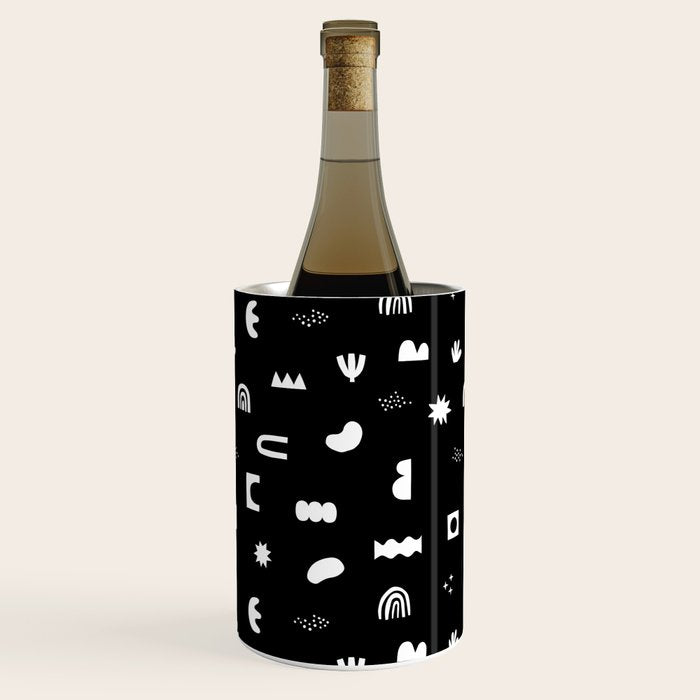 Black and white abstract organic shape pattern Wine Chiller Gallery Image 3