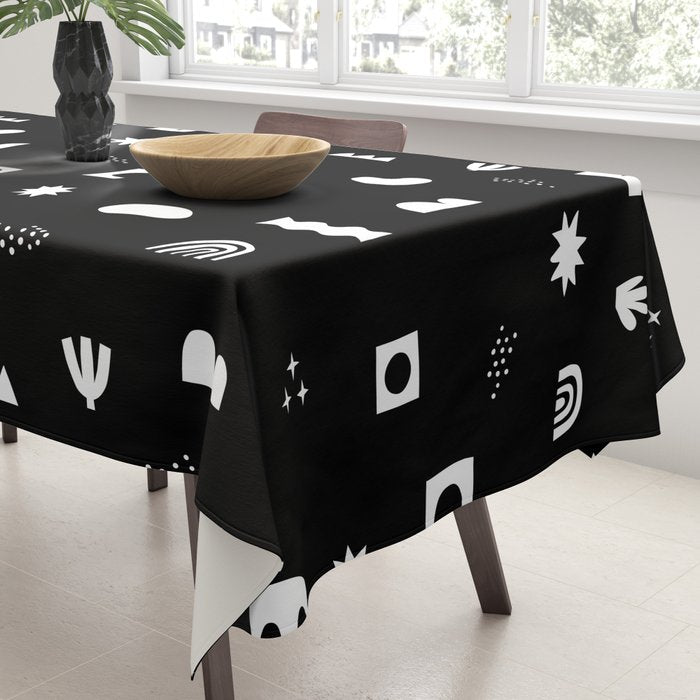 Black and white abstract organic shape pattern Tablecloth Gallery Image 3