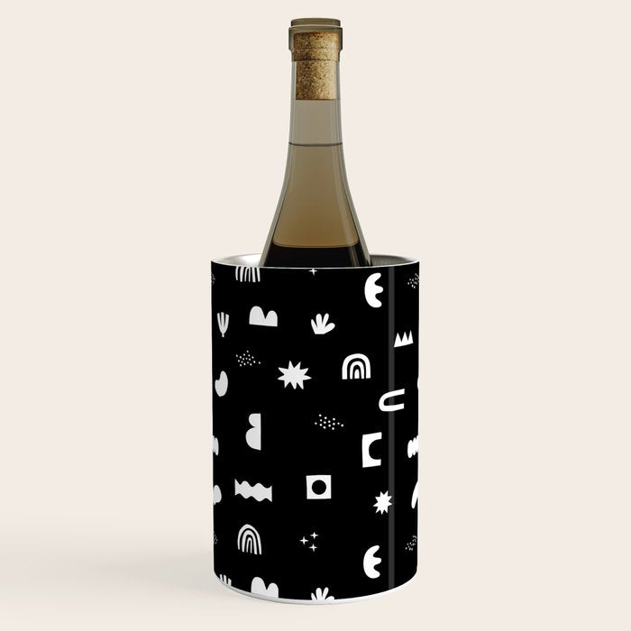 Black and white abstract organic shape pattern Wine Chiller Gallery Image 1