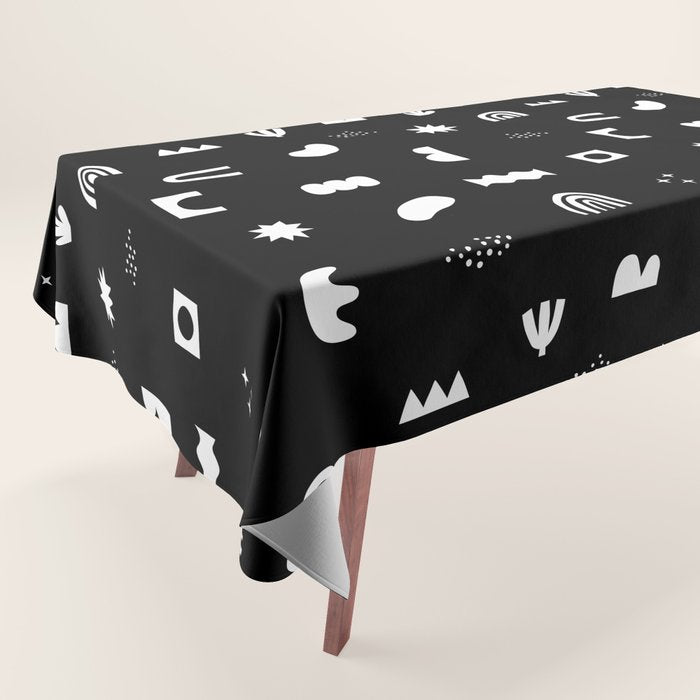 Black and white abstract organic shape pattern Tablecloth Gallery Image 1