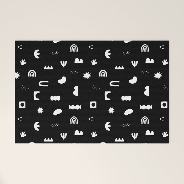 Black and white abstract organic shape pattern Welcome Mat Gallery Image 1