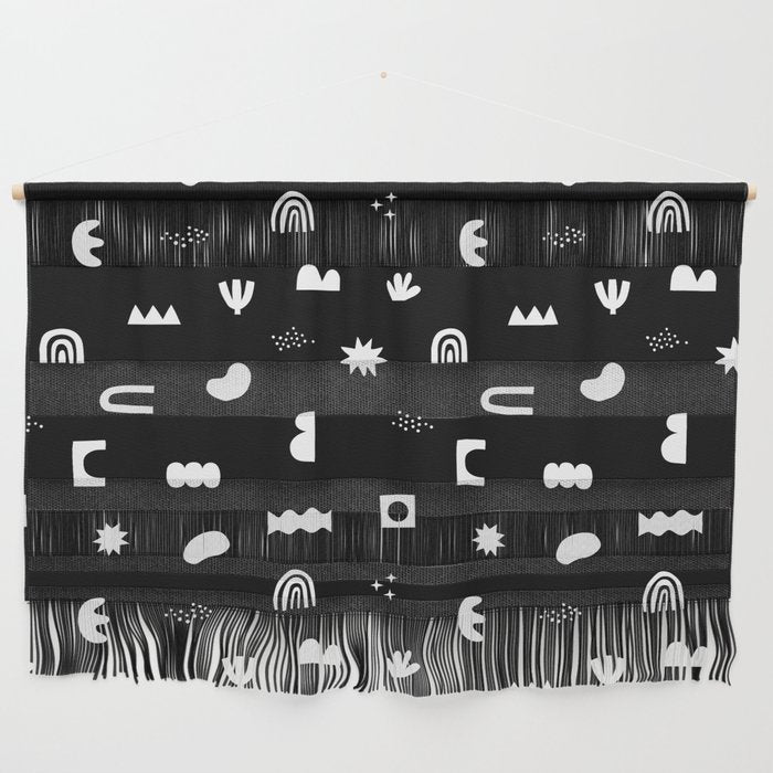 Black and white abstract organic shape pattern Wall Hanging Gallery Image 1