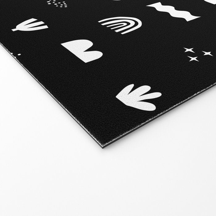 Black and white abstract organic shape pattern Welcome Mat Gallery Image 2