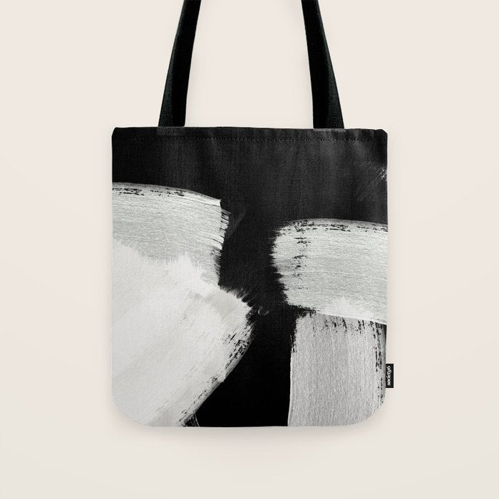 brush stroke black white painted Tote Bag Gallery Image 1