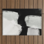 brush stroke black white painted Outdoor Rug Gallery Image 1