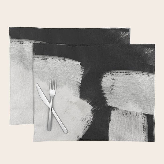 brush stroke black white painted Placemat Gallery Image 1