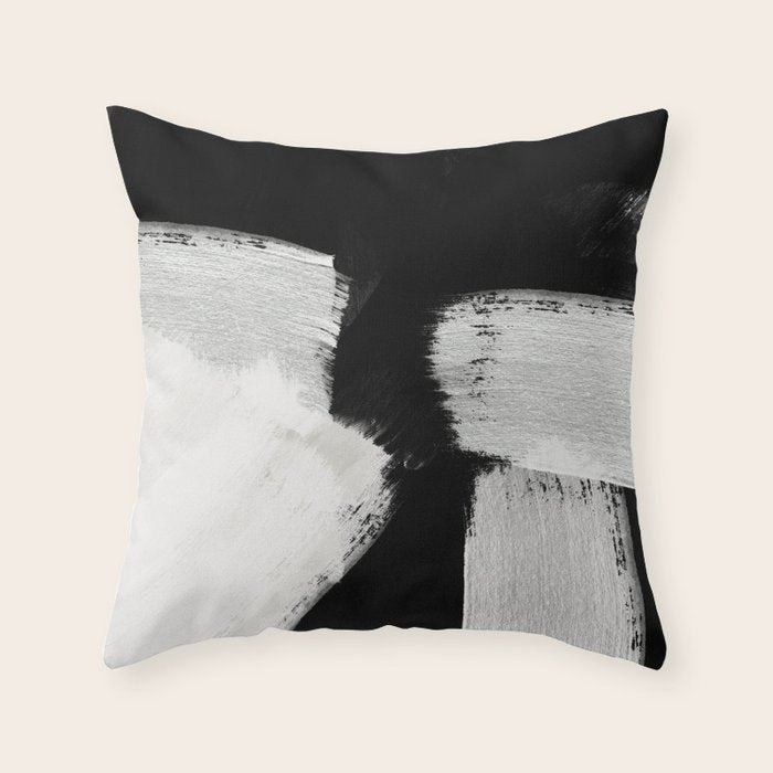 brush stroke black white painted Throw Pillow Gallery Image 6