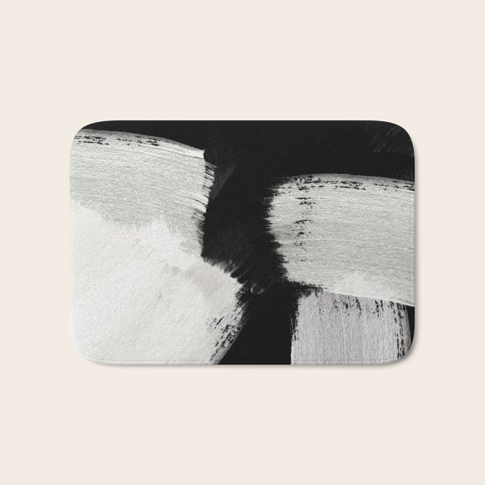 brush stroke black white painted Bath Mat Gallery Image 1