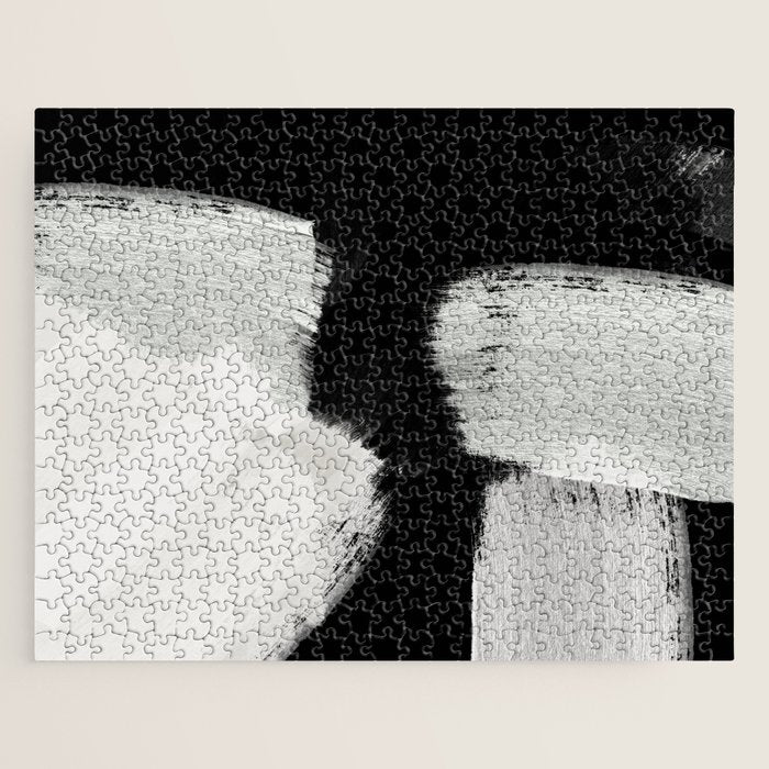 brush stroke black white painted Jigsaw Puzzle Gallery Image 1