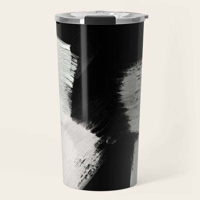 brush stroke black white painted Travel Mug Gallery Image 1