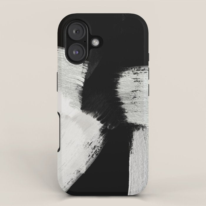 brush stroke black white painted iPhone Case Gallery Image 1