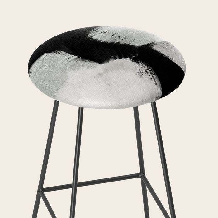 brush stroke black white painted Stool Gallery Image 2