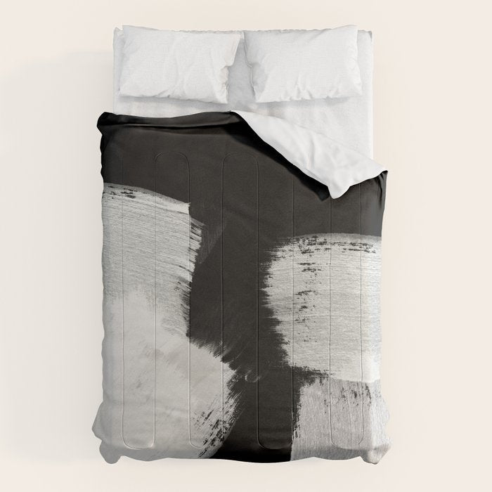 brush stroke black white painted Comforter Gallery Image 6