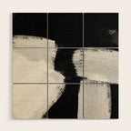 brush stroke black white painted Wood Wall Art Gallery Image 1