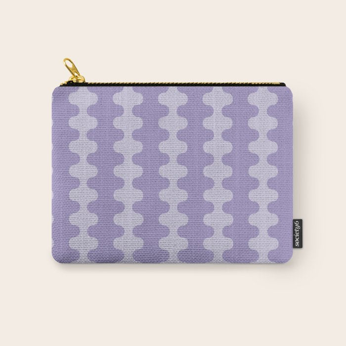 Purple Ogee A-Go-Go Vertical Stripes Pop Pattern in Lavender Monochrome Carry All Pouch Gallery Image 1