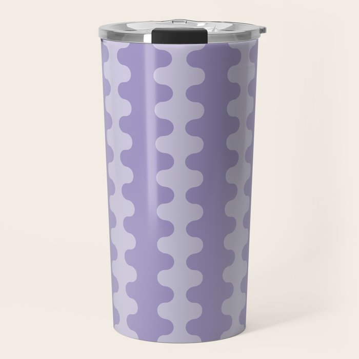 Purple Ogee A-Go-Go Vertical Stripes Pop Pattern in Lavender Monochrome Travel Mug Gallery Image 1